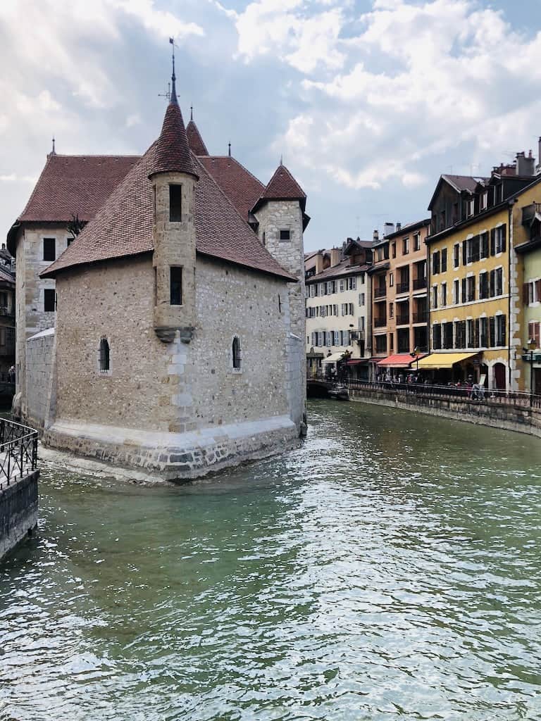 Annecy has gorgeous floating buildings above water. Lake Annecy