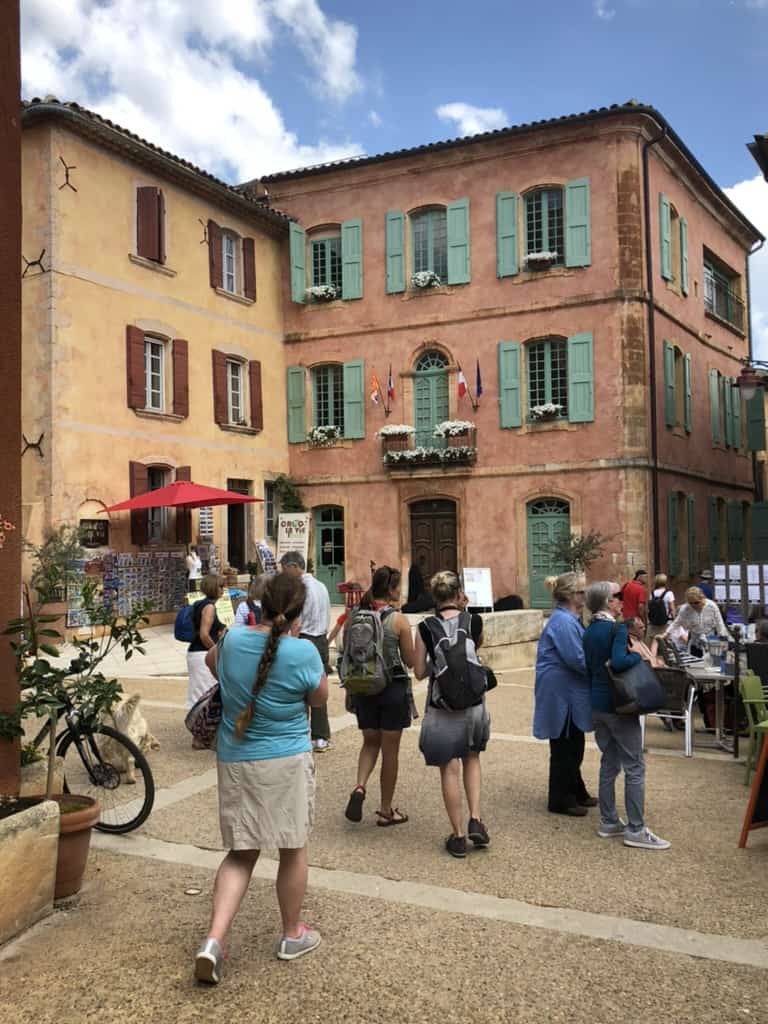 Day trip to Roussillon. Photo of town buildings.