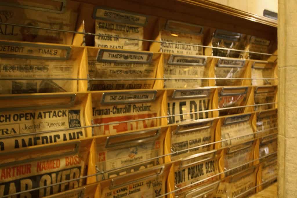 Shows a collection of Heart Newspapers.