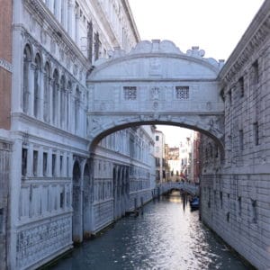 Bridge of Sighs that connects the prison to the Doge's Palace in Venice Italy. Weekend trip to Venice.