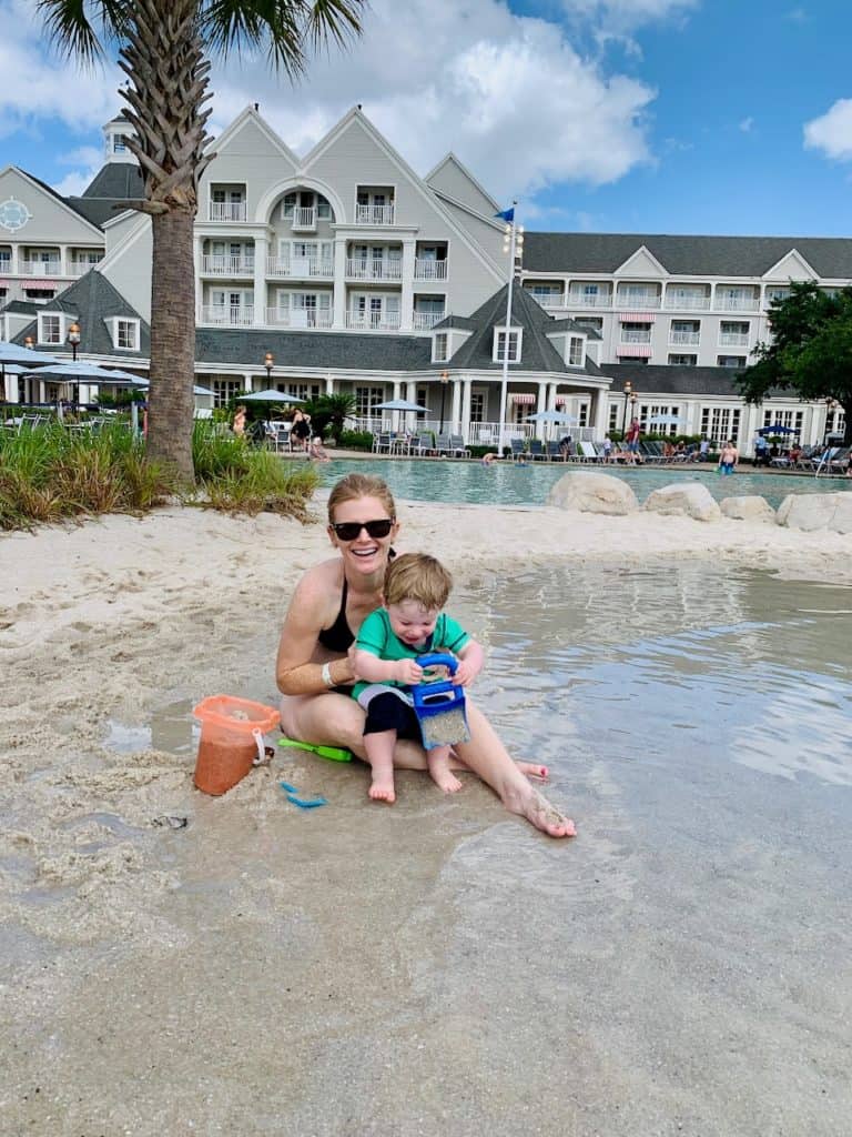 Disney Beach Club at Stormalong Bay playing in the sand and enjoying the pool