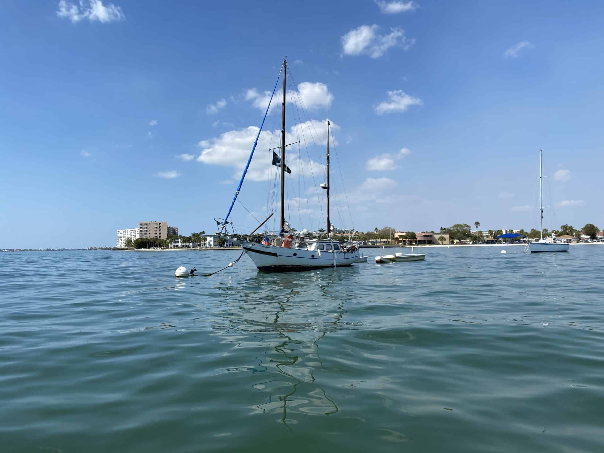 Gulfport FL - Waterfront sailboats near shore in historic downtown