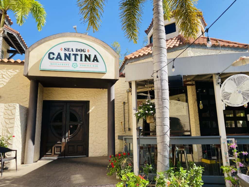 Sea Dog Cantina in Gulfport FL, a mexican restaurant with outdoor seating.