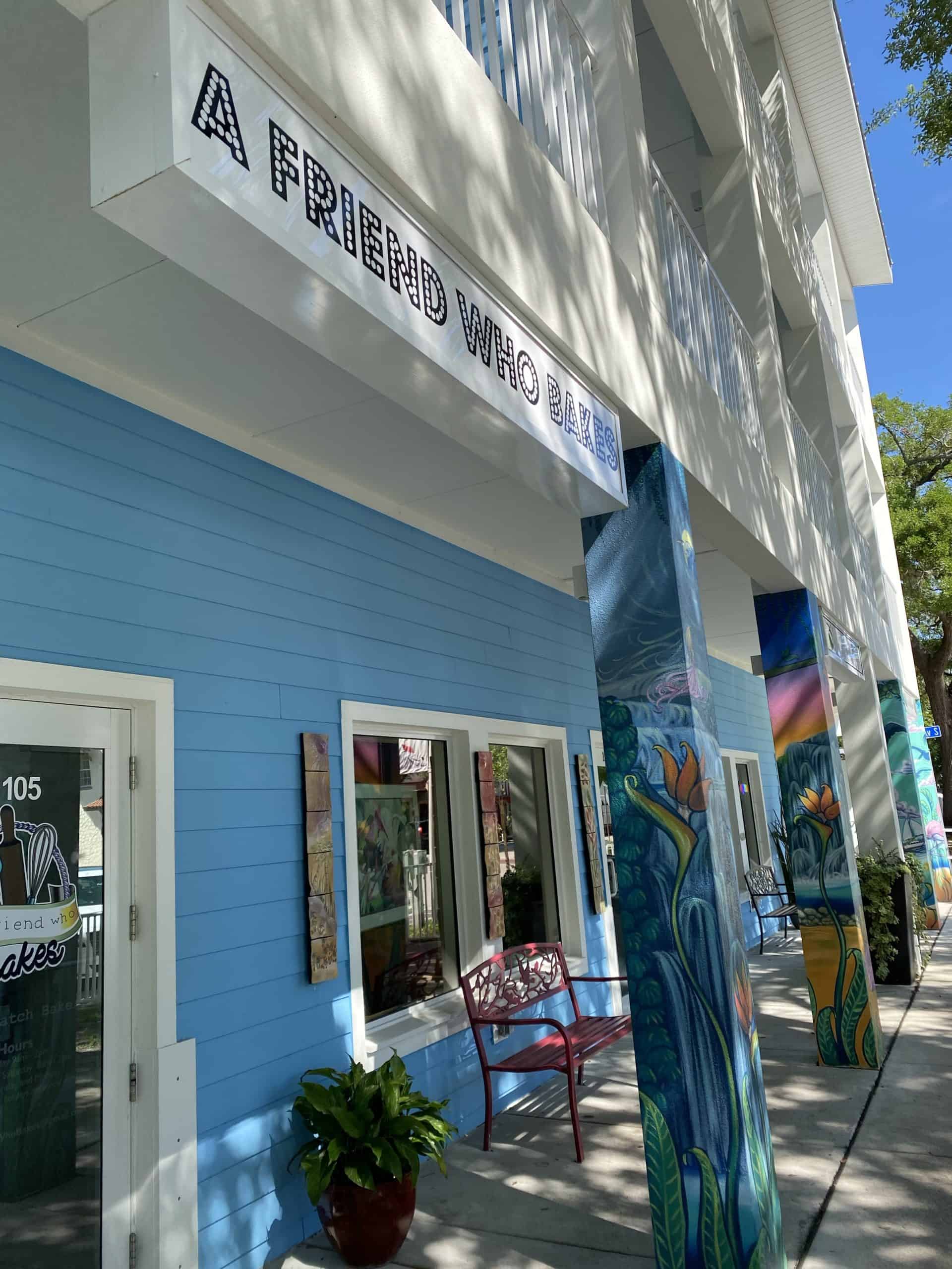 A friend who bakes in Gulfport FL - business exterior is a cute blue building in the heart of town.