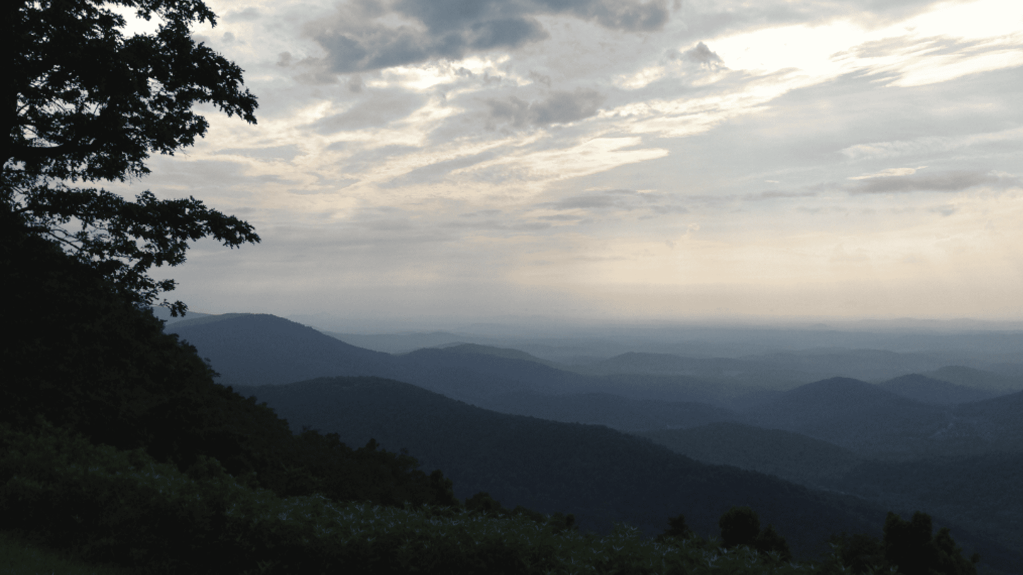 Things to Do in Fayetteville WV, showing the mountains at dusk