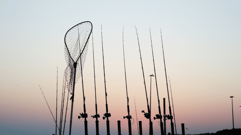 fun things to do -showing fishing net and poles.  Canva photo image.