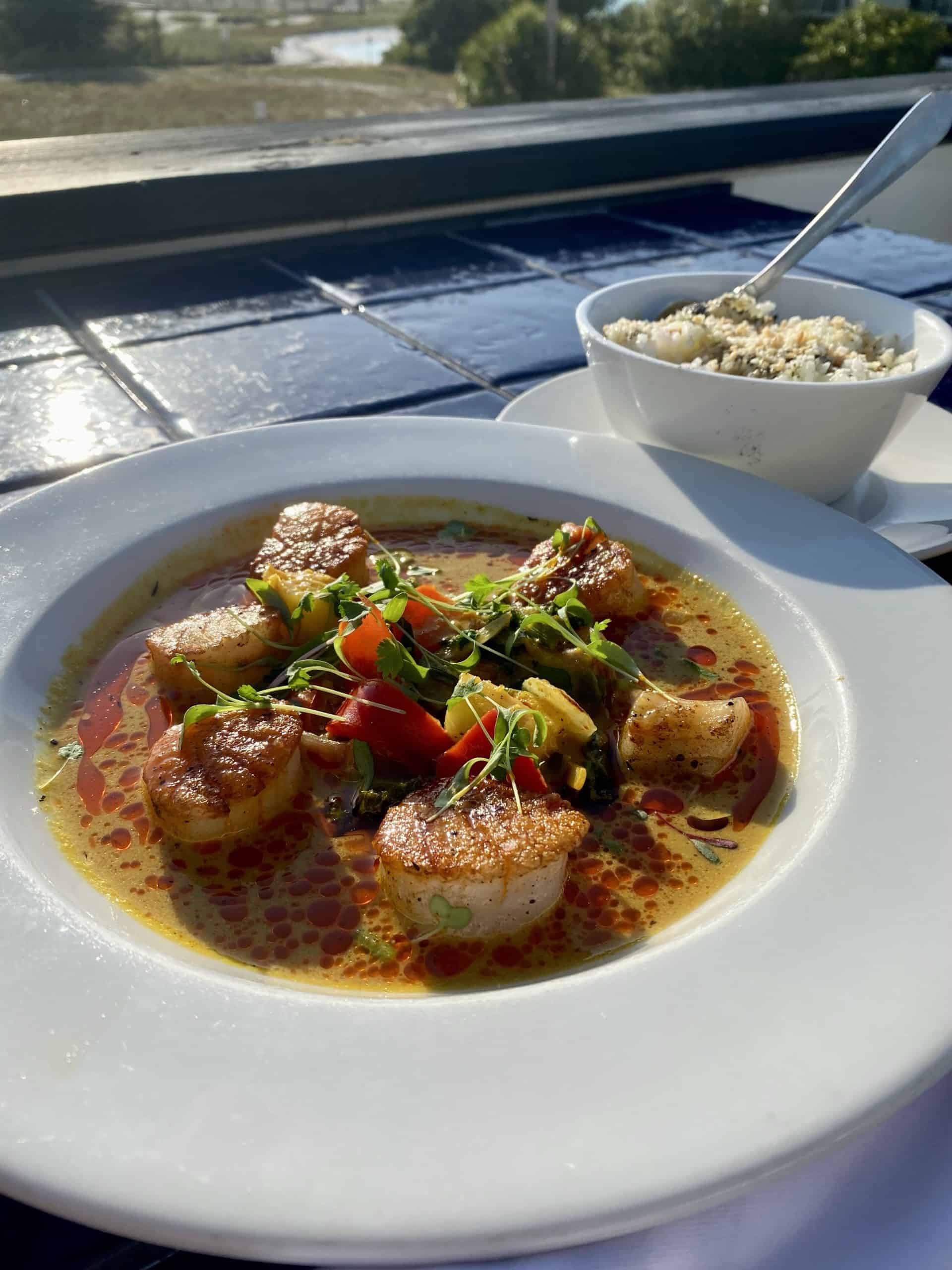 Scallops and rice at Sea Worthy Tierra Verde FL