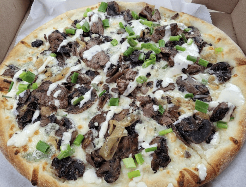Photo is of pizza at PIes & Pints in Fayetteville West Virginia.  