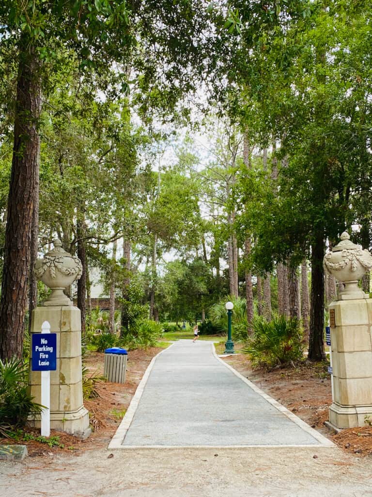 Walking path in Heritage Village. It is paved and allows dogs.