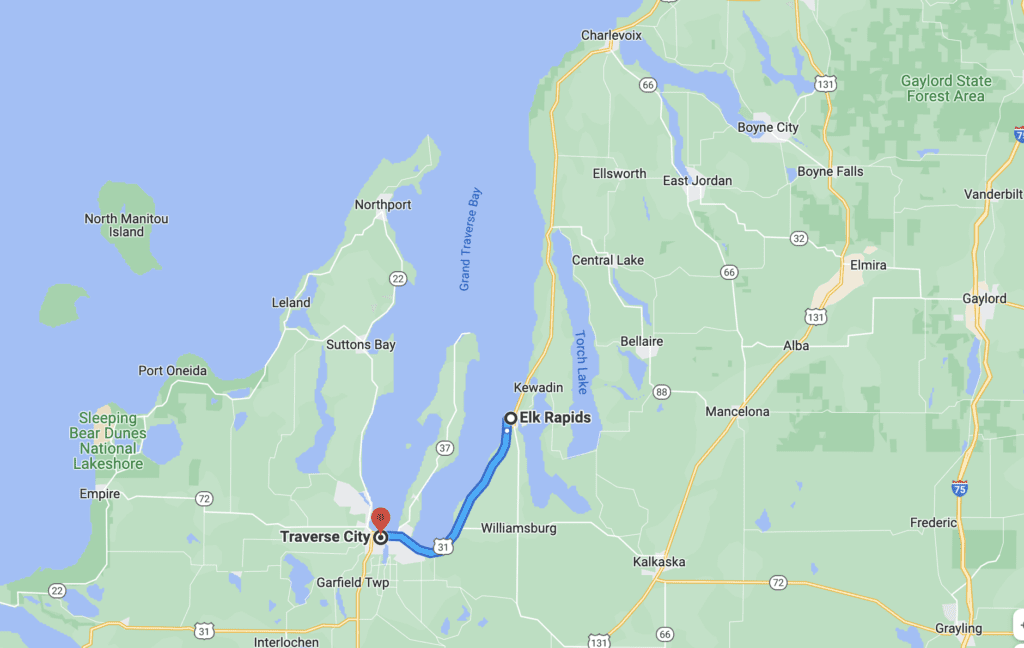 Best Elk Rapids MI Things to Do - drive to Traverse City