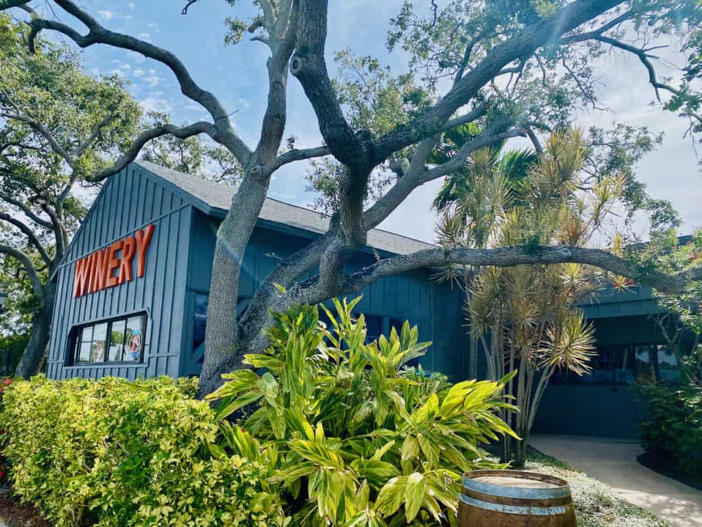 Florida Orange Groves Winery just outside of St Pete Beach.  Photo is taken from the outside entrance. It has indoor things to do in st pete beach 