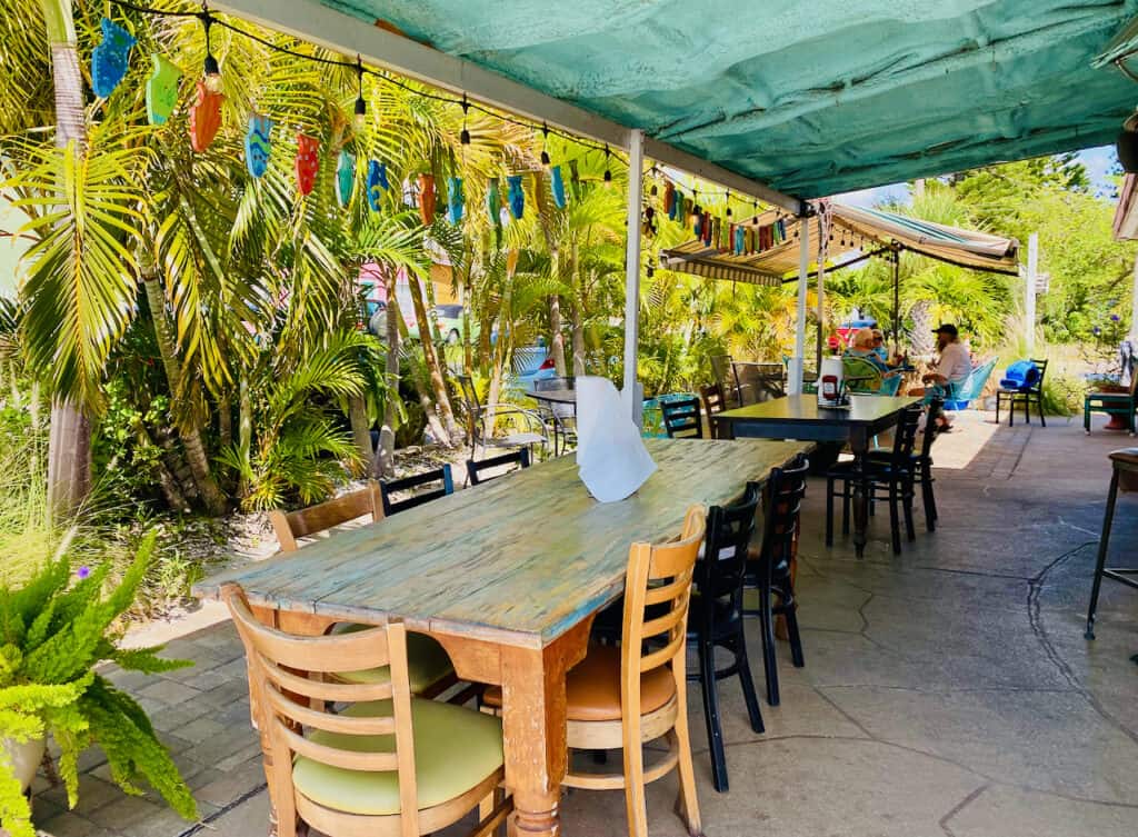 The tiki bar and grill in gulfport fl has this beautiful outdoor seating area that faces the gulfport casino.