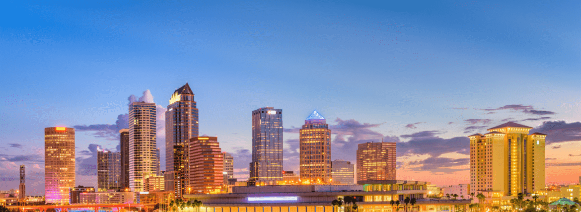 Canva Pro License Photo of Tampa Skyline Night in Tampa Florida, Things to Do in Tampa for Couples