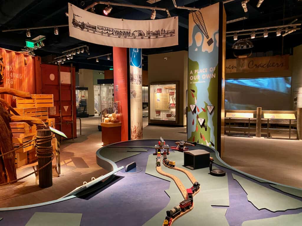 Tampa vs Orlando both has great entertainment including museums like the Tampa History Museum which can be free to library pass holders. Photo taken inside the museum on the 3rd floor.  It shows the wooden train display. 