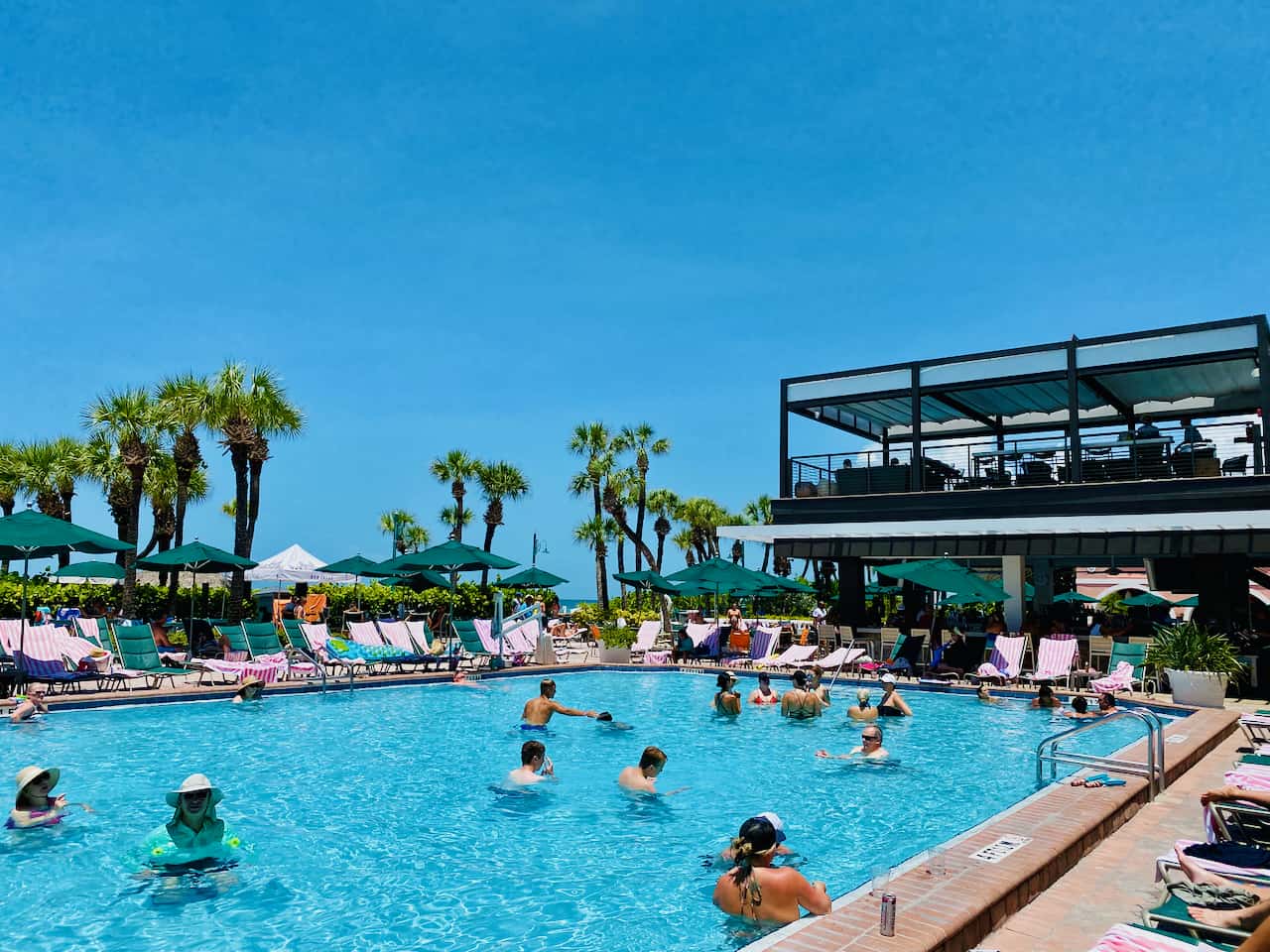 Pool at the Don CeSar, it has the best 2 story pool bar in st pete beach Florida. Best spa hotels in st pete beach.