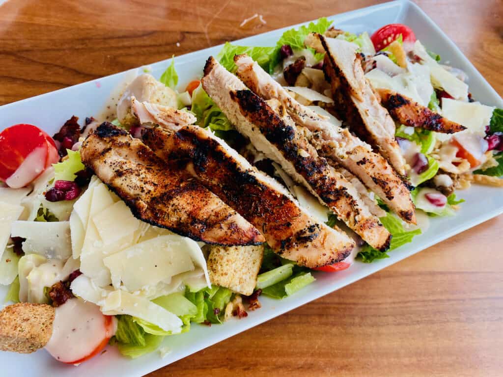 chicken caesar salad at 82 degrees