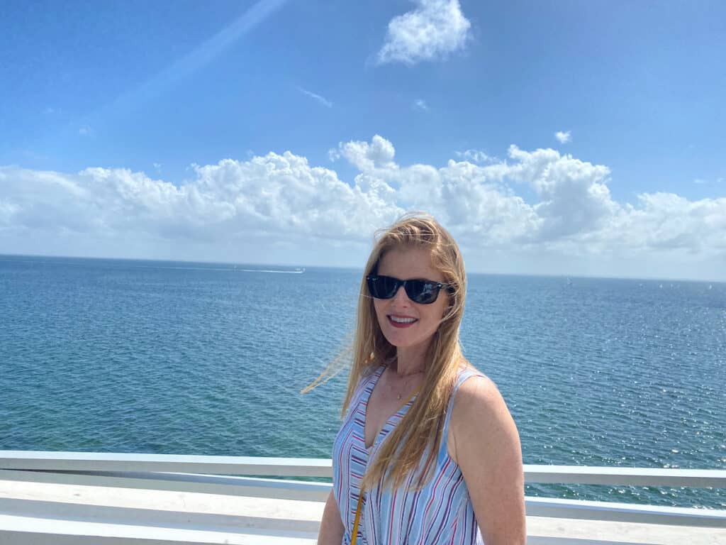 Erin at Teak in St Petersburg with wide open water views