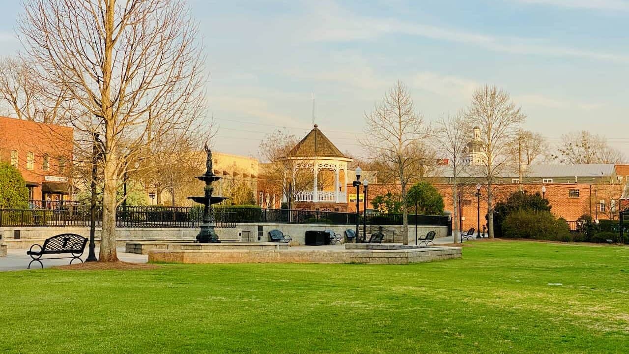 Town Park - one of the best free things to do in Madison GA is to lay out here on a picnic.  It has beautiful green grass and swings.