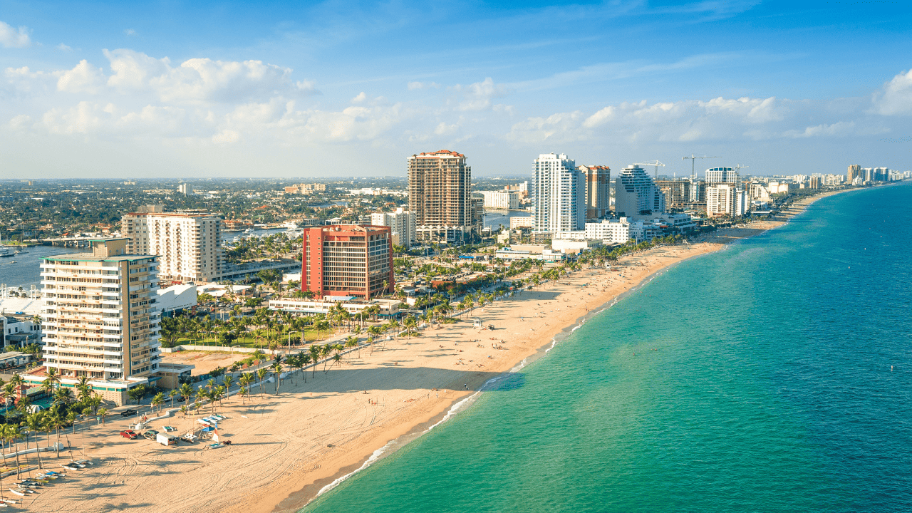 Fort Lauderdale beach view and buildings in the distance