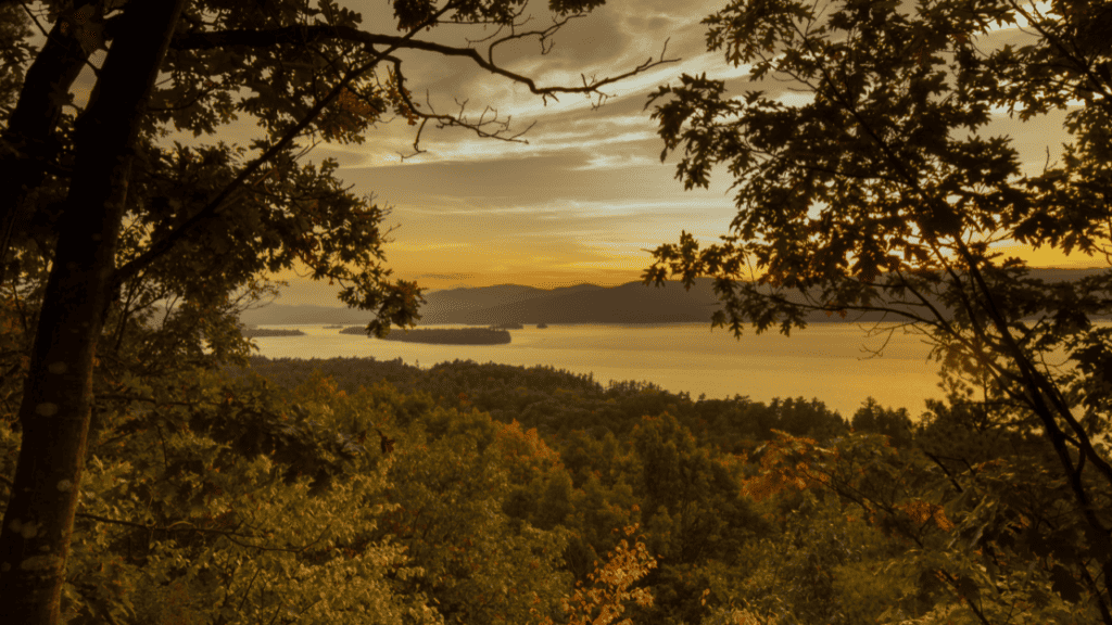 Lake George New York at sunset
