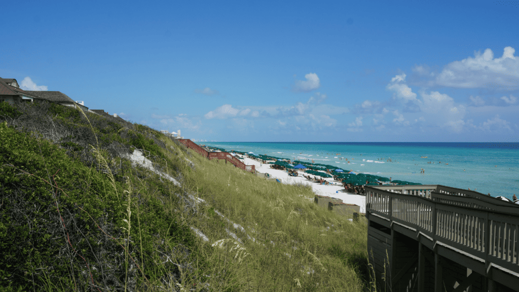 Rosemary Beach with views of the turquoise waters of the Gulf of Mexico