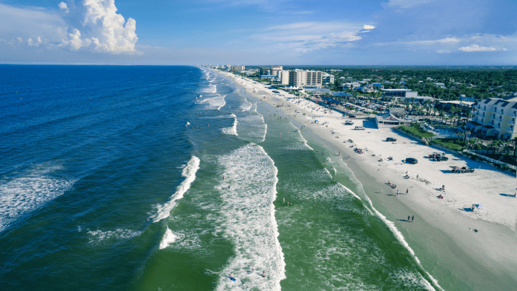 New Smyrna Beach and towns view from sky
