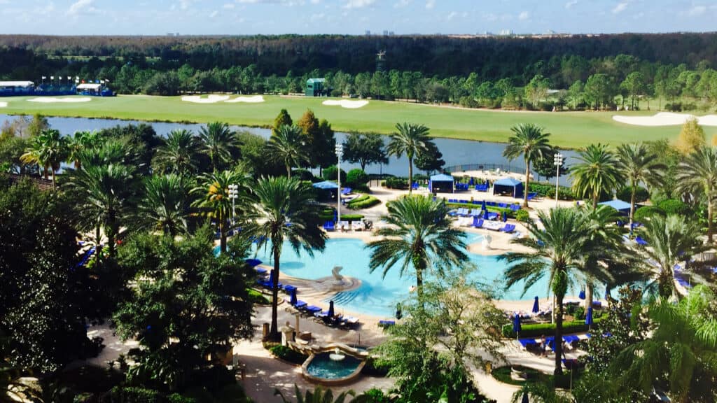 Photo taken at the Ritz Carlton in Orlando showing the golf course and pool