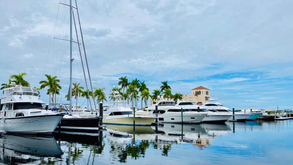 Boats docked at the marina in Bradenton Florida 