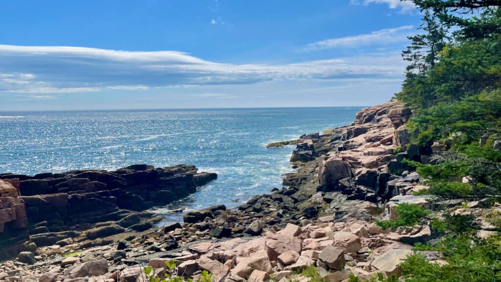 Arcadia National Park taken by Colleen showing beautiful water views and rock formations near the shoreline.