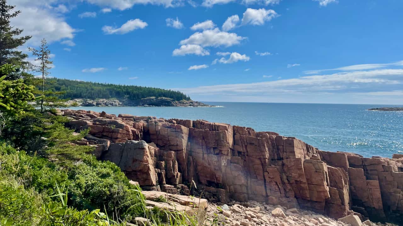 Bar Harbor Itinerary must include visits to spectacular acadia national park seen here with gorgeous water views.