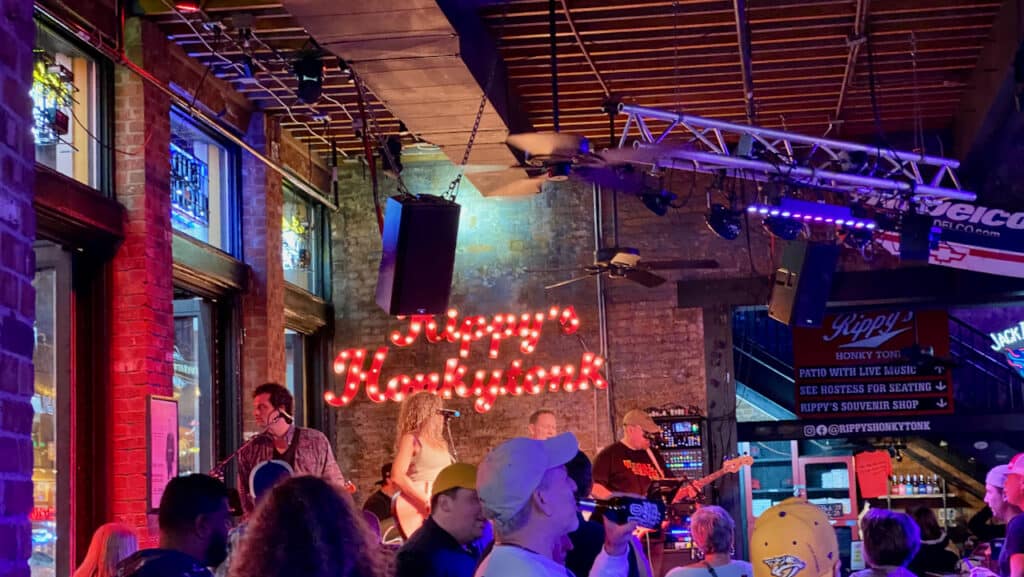 Erin's photo taken inside a bar in Nashville showing live music.